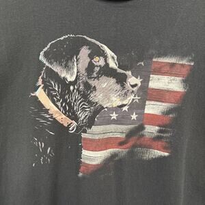 Black Lab American Flag Patriotic T-Shirt Mens XL Hunting Dog USA Graphic